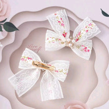 Load image into Gallery viewer, Floral Bow - Hair Clips
