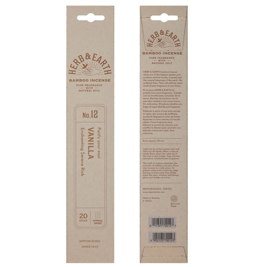 Vanilla - Herb & Earth Bamboo Incense (20 Sticks)